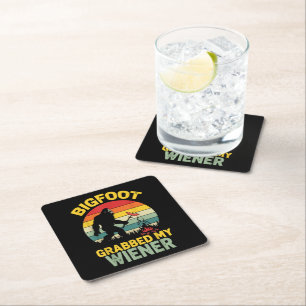 Big Foot hat meinen Wiener gepackt Lustiger Sasqua Rechteckiger Pappuntersetzer