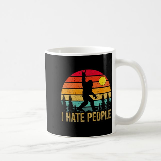 Big Foot Sasquatch I Hate People Funny Bigfoot Vin Kaffeetasse (Rechts)