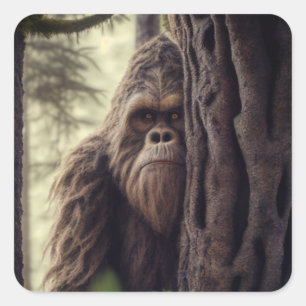Big Foot/Sasquatch Quadratischer Aufkleber