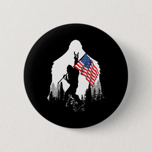 Big Foot Shirt Bigfoot American Flag Patriotic Button