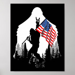 Big Foot Shirt Bigfoot American Flag Patriotic Poster