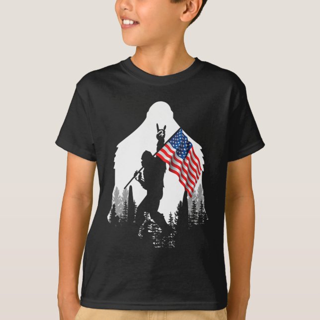 Big Foot Shirt - Bigfoot Sasquatch American Flag P (Vorderseite)