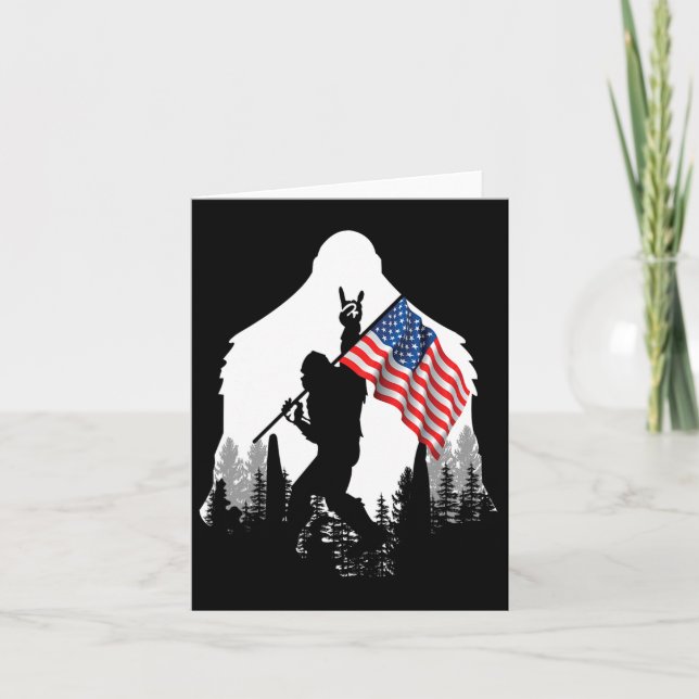 Big Foot Shirt - Bigfoot Sasquatch American Flag P Karte (Vorderseite)
