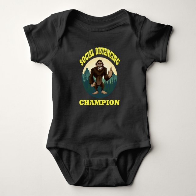 Big Foot Social Distancing Funny Baby Strampler (Vorderseite)
