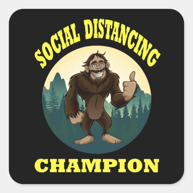 Big Foot Social Distancing Funny Quadratischer Aufkleber (Vorderseite)