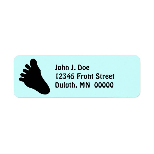 Big Foot Track Silhouette Fun Retur Address Label (Vorne)