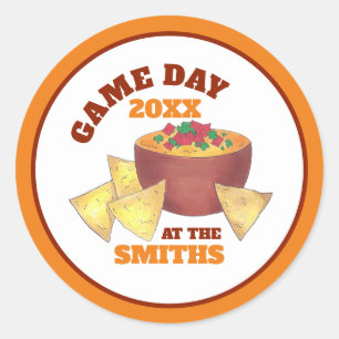 Big Football Game Tailgate Party Chips Käsedip Runder Aufkleber