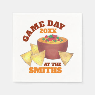 Big Football Game Tailgate Party Chips Käsedip Serviette