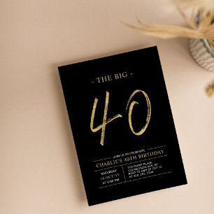 Big Forty   Gold & Schwarz 40. Geburtstagsfeier Einladung