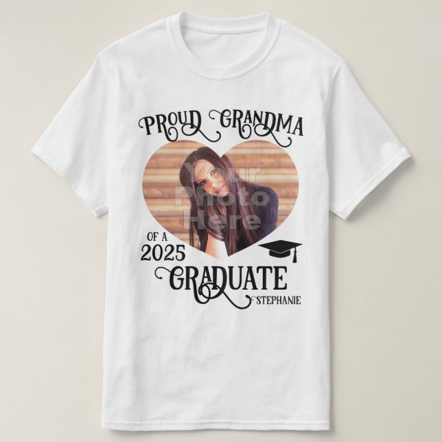 Big Foto Heart Proud Oma 2023 Abschluss T-Shirt (Design vorne)