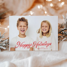 Big Foto Red Letters Overlay Happy Holidays Feiertagskarte