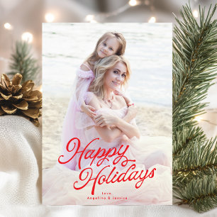 Big Foto Red Letters Overlay Happy Holidays Feiertagskarte