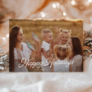 Big Foto White Letters Overlay Happy Holidays Feiertagskarte