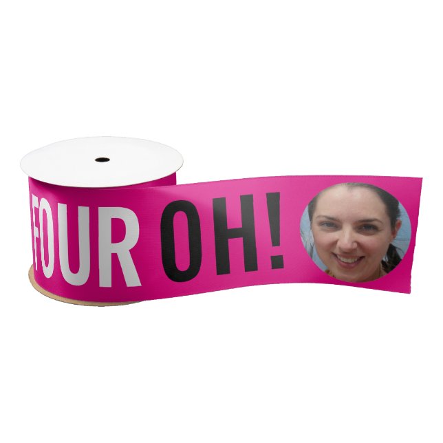 Big Four OH! Drei Fotos rosa Geburtstag Satinband (Spule)