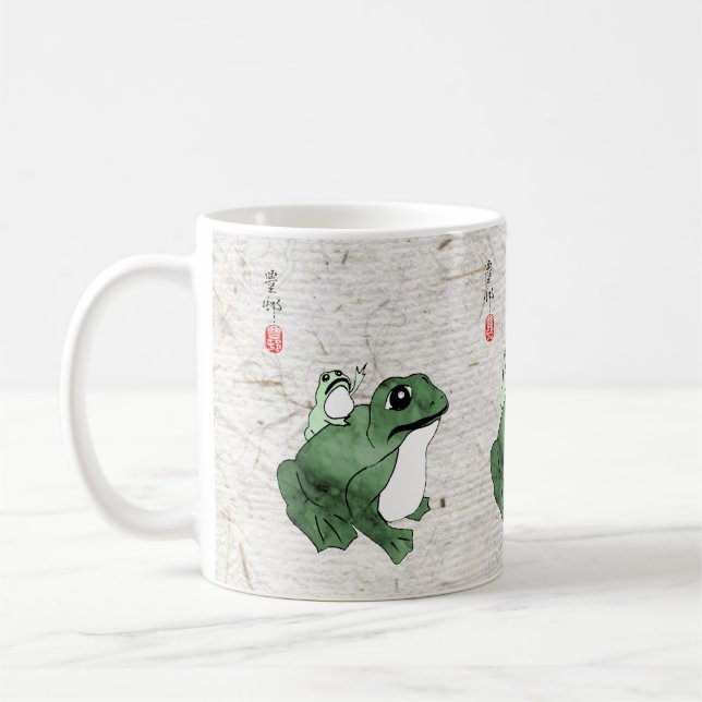 Big Frog Little Japanischer Frog Toad 19. Jahrhund Kaffeetasse (Links)