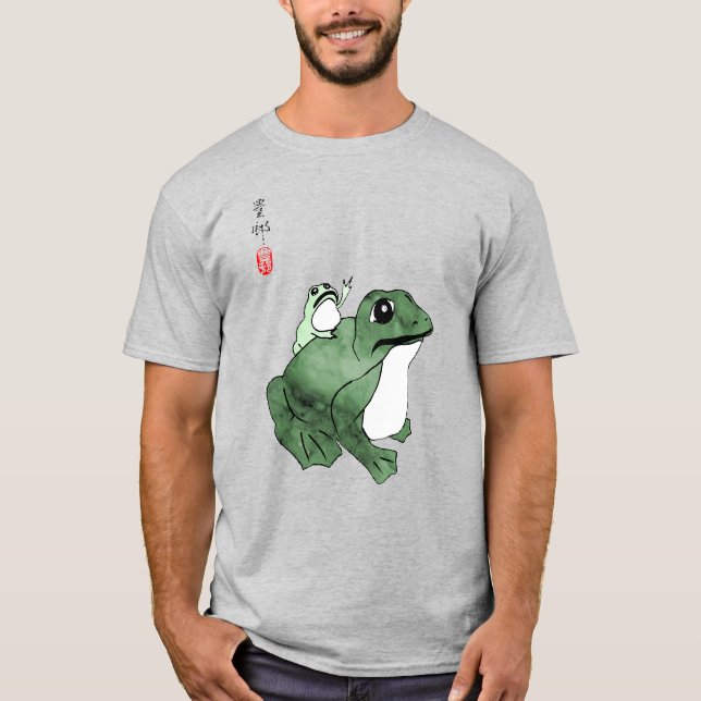 Big Frog Little Japanischer Frog Toad 19. Jahrhund T-Shirt (Vorderseite)