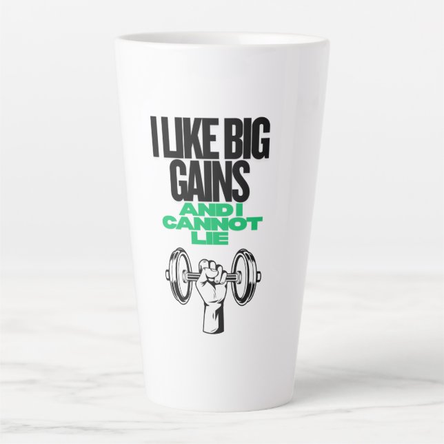 Big Gains Funny Gym Shirt Milchtasse (Vorderseite)