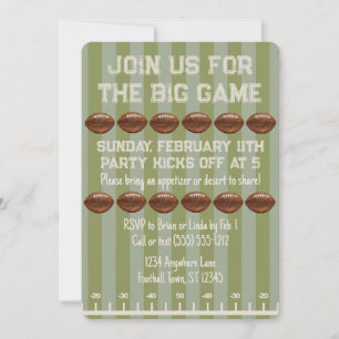 Big Game Bowl Game Green Football Field Party Einladung