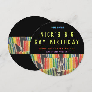 Big Gay Birthday Rainbow Cake Einladung