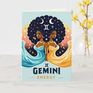 Big Gemini Energy Afro Twin Goddess Geburtstag Karte