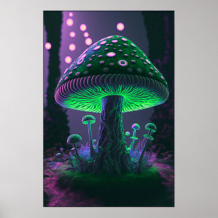 Big Glowy Mushroom - grün und rosa Poster