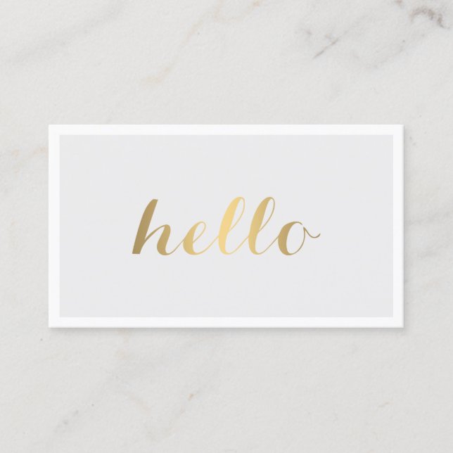 Big Gold Hello Graue und White Business Card Visitenkarte (Vorderseite)