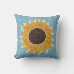 Big Graphic Sunflower Blue Hexagon Muster Kissen