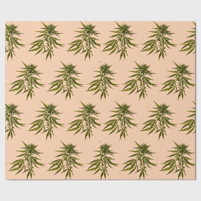 Big Green Buds auf Butternut Beige Personalisiert Geschenkpapier (Saum)
