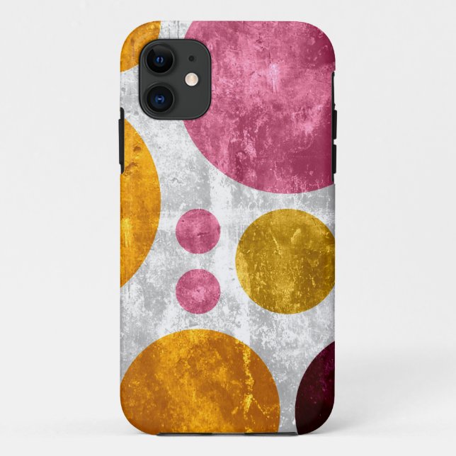 Big Grunge Retro Polka Dots | Rosa Gelbbraun Case-Mate iPhone Hülle (Rückseite)