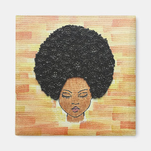 Big Hair Button Art Magnet