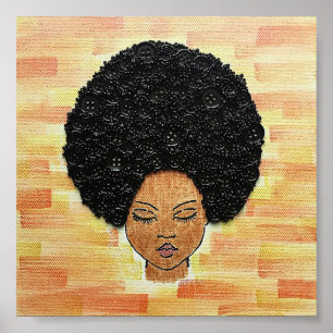 Big Hair Button Art Poster