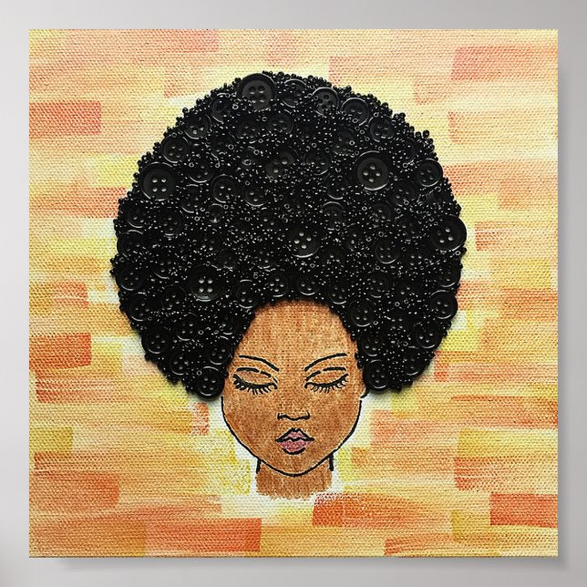 Big Hair Button Art Poster (Vorne)