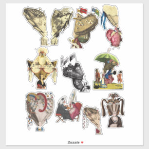 Big Hair Powder Wigs Edwardian Viktorianisch Art Aufkleber