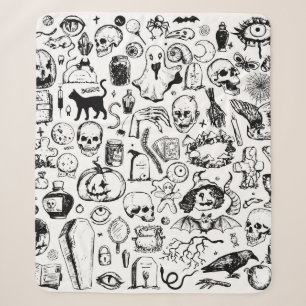 Big Halloween Doodles Kollektion. handgezogener Vi Sherpadecke