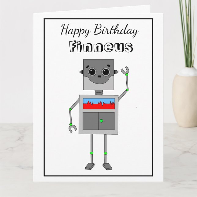 Big Happy Birthday Robot Thema mit Farbing Page Karte (Vorderseite)