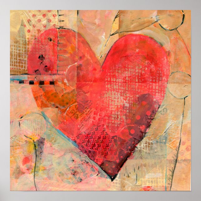 Big Happy Heart Mixed Media Art Poster (Vorne)