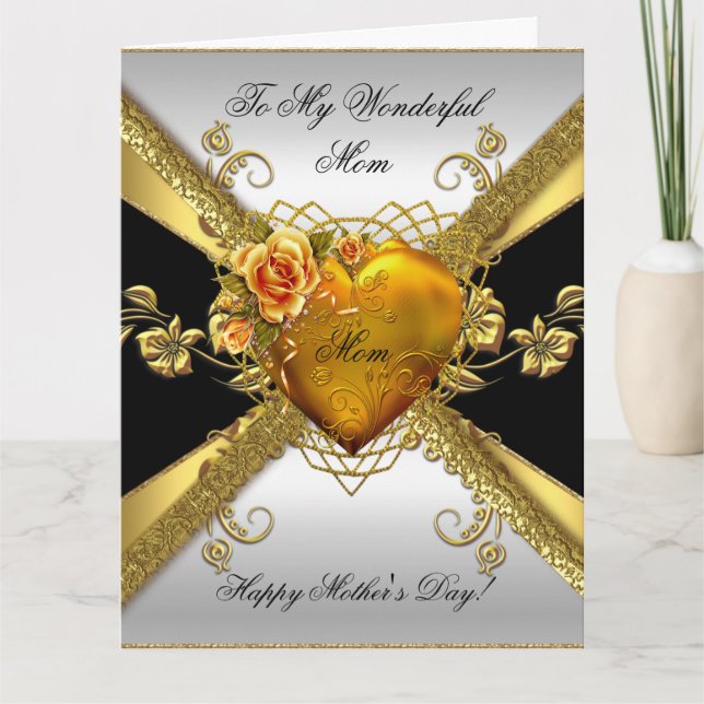 Big Happy Mother's Day Rose Gold Heart Add Foto 3 Karte (Vorderseite)