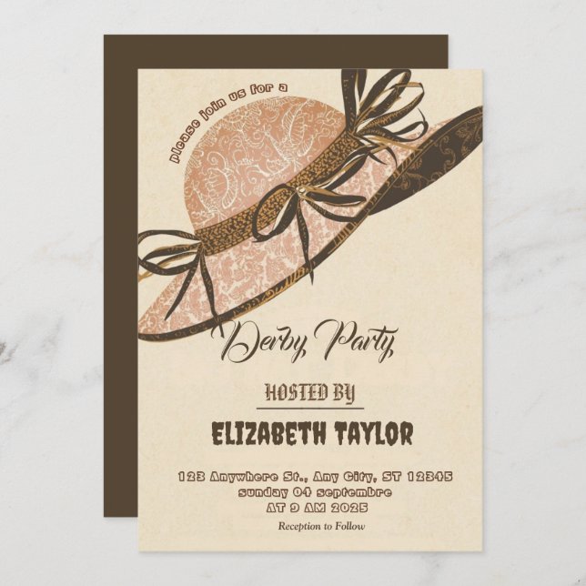 Big Hat Derby Party Invitation Einladung (Vorne/Hinten)