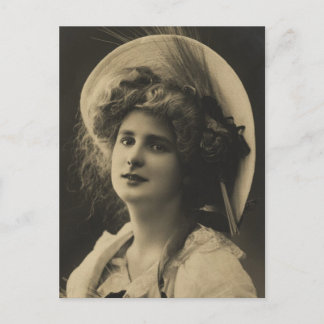 Big Hat Girl - Vintages Foto Postkarte