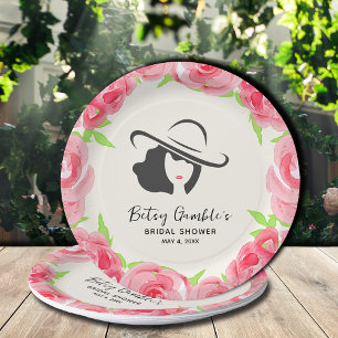 Big Hat Lady Rose Derby Brautparty Pappteller