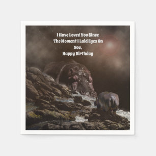 **"Big Heart, Tiny Liebe: Eine Riesenhippo-Zuneigu Serviette