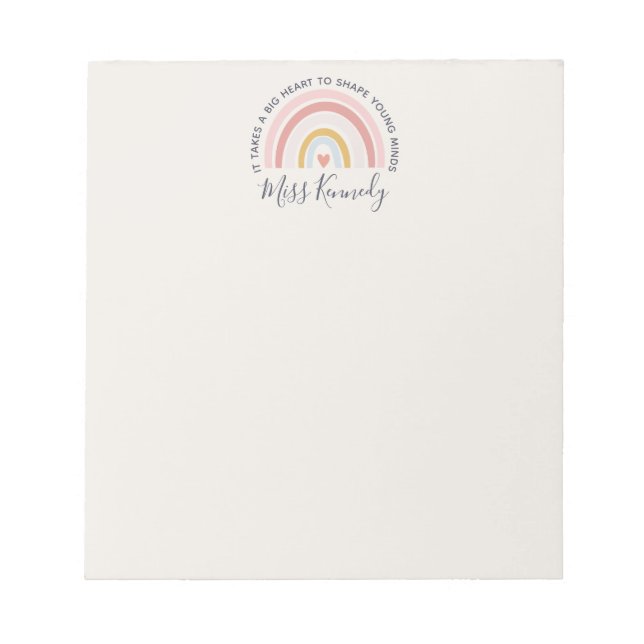 Big Heart to Shape Young Minds Teacher Notizblock (Vorderseite)