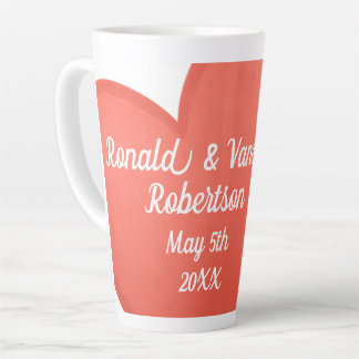 Big Hearts Couples Names and Wedding Date Milchtasse