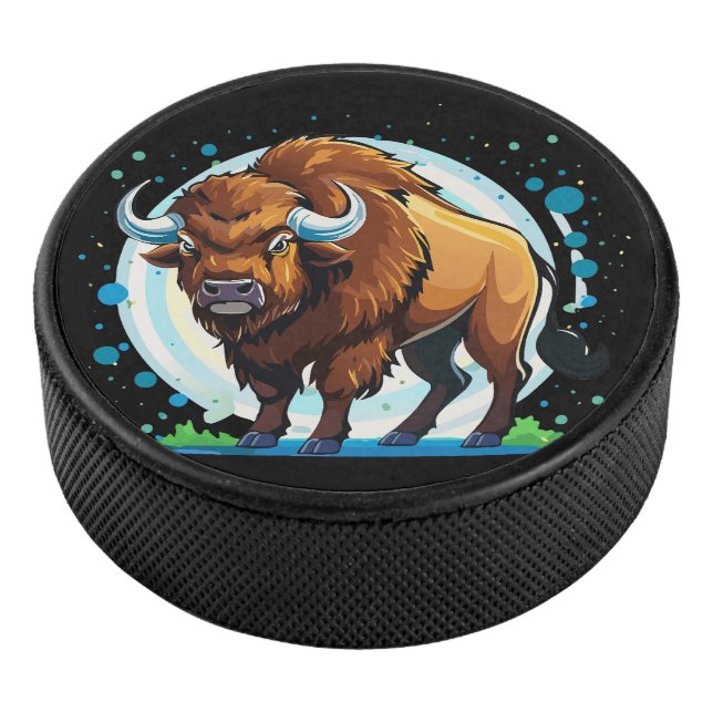 big horned bison eishockey puck (3/4)
