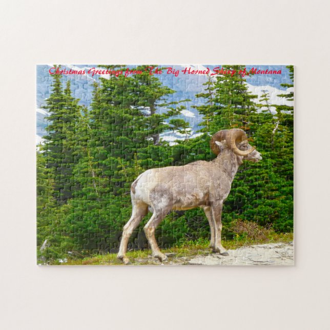 Big Horned Sheep Montana. Weihnachtsgrüße Puzzle (Horizontal)