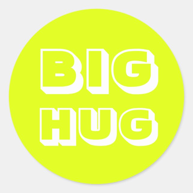 Big Hug, Chartreuse weiß Runder Aufkleber (Vorderseite)