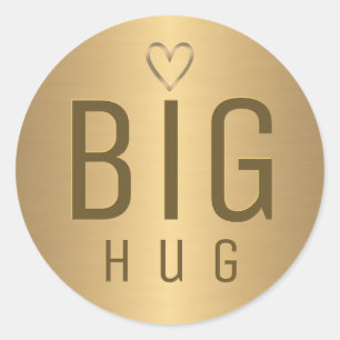 BIG HUG mit metallischem Goldenherz mit Goldgradie Runder Aufkleber