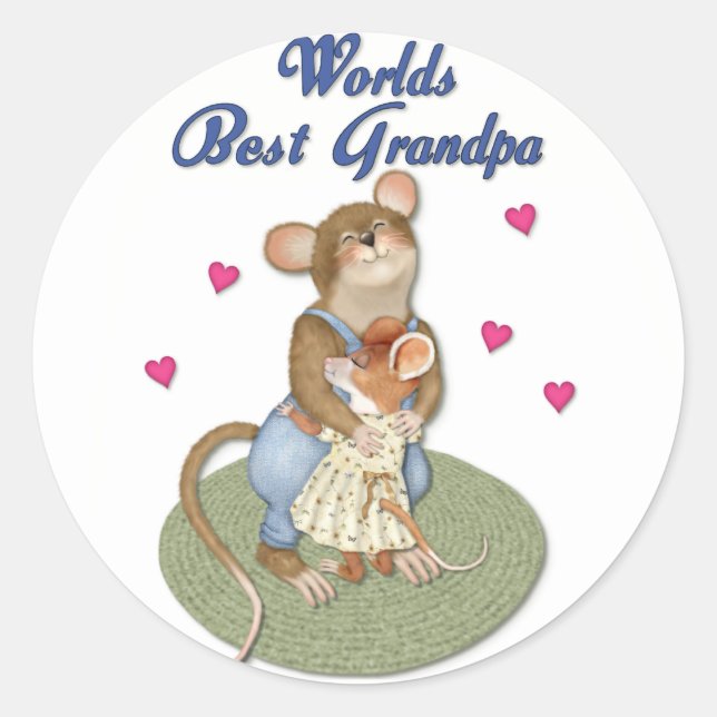Big Hugs Grandpa Runder Aufkleber (Vorderseite)