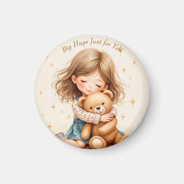 Big Hugs Niedliche Girl Hugging Teddy Bären-Blatt Magnet (Vorne)