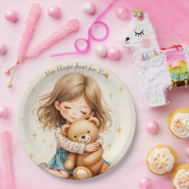 Big Hugs Niedliche Girl Hugging Teddy Bären-Blatt Pappteller